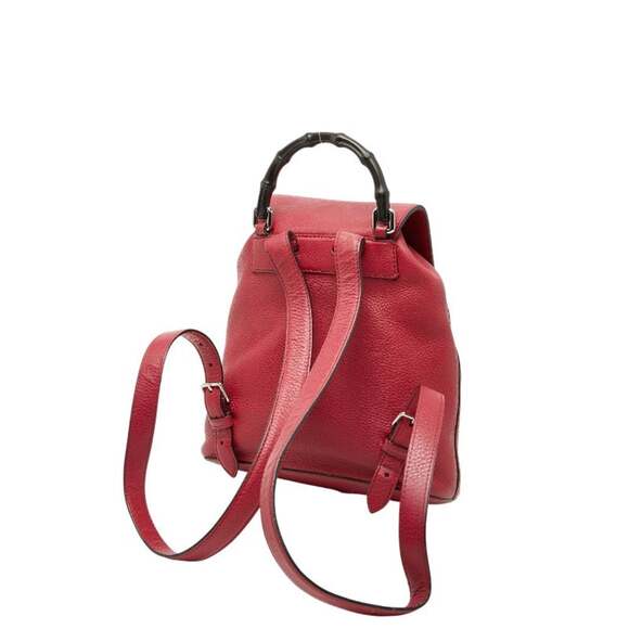 GUCCI Red Leather Bamboo Backpack main image 8